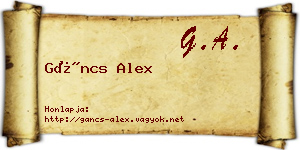 Gáncs Alex névjegykártya